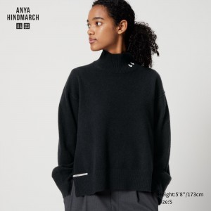 Uniqlo 100pct Cashmere High Neck Jumper Jumpers Dam Svarta | TIKQU-9426