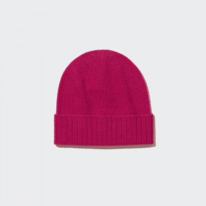 Uniqlo 100pct Cashmere Knitted Beanie Hat Väskor Dam Rosa | NMKDL-5382