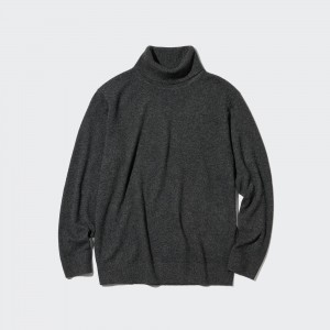 Uniqlo 100pct Cashmere Turtleneck Jumper Jumpers Herr Mörkgrå | KLRVA-2354