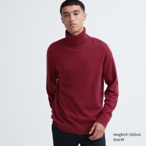 Uniqlo 100pct Cashmere Turtleneck Jumper Jumpers Herr Vinröda | NJIVO-6432