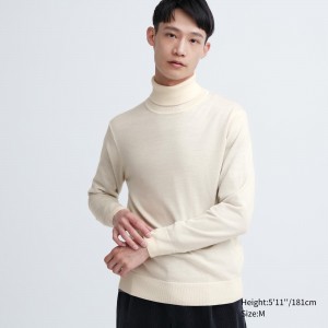 Uniqlo 100pct Extra Fine Merino Turtleneck Jumper Jumpers Herr Vita | PEJIF-0563
