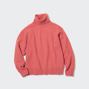 Uniqlo 100pct Lambswool Turtleneck Jumper Jumpers Dam Rosa | FYKND-1038