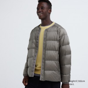 Uniqlo 100pct Recycled Down Jacket Jackor Herr Grå | CGRBE-8940