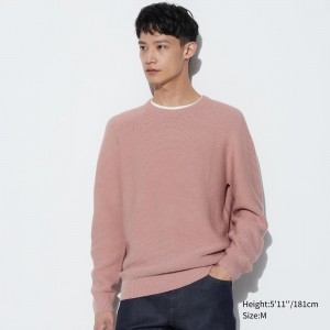 Uniqlo 3d Knit Seamless Crew Neck Jumper Jumpers Herr Rosa | QTADM-6781
