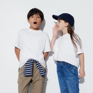 Uniqlo Airism Cotton Crew Neck Short Sleeved T-Shirt T-shirt Barn Vita | BALMN-5289