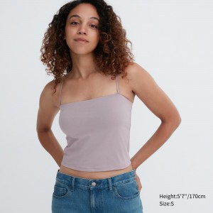 Uniqlo Airism Cotton Cropped Bra Tube Top T-shirt Dam Grå | ZJRWX-4735