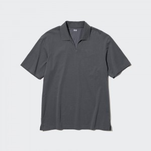 Uniqlo Airism Polo Shirt Skipper Collar Polotröja Herr Grå | XISRD-2165