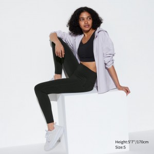 Uniqlo Airism Ultra Soft Leggings With Pockets Blast Dam Svarta | FTOBV-5978