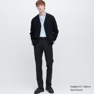 Uniqlo Airsense Ultra Light Cotton Like Trousers Long Kostymer Herr Svarta | IVCRK-7146