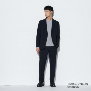 Uniqlo Airsense Ultra Light Wool Look Trousers Långbyxor Herr Marinblå | GSVWP-3246