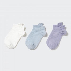 Uniqlo Ankle Sports Socks Three Pairs Strumpor Dam Vita | KDWJA-0164