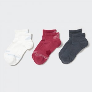 Uniqlo Ankle Sports Socks Three Pairs Strumpor Dam Vita | TJCYB-1970