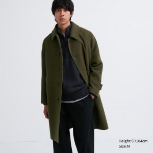 Uniqlo Balmacaan Coat Jackor Herr Olivgröna | ZFLGS-3215