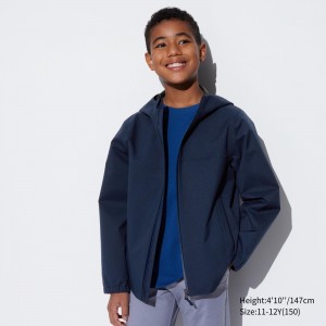 Uniqlo Blocktech Parka Jackor Barn Marinblå | BAHZD-8650