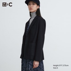 Uniqlo Brushed Jersey Blazer Jacket Jackor Dam Svarta | NRUOK-0893