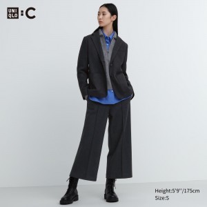 Uniqlo Brushed Jersey Cropped Fit Trousers Blast Dam Mörkgrå | TDOSZ-1925