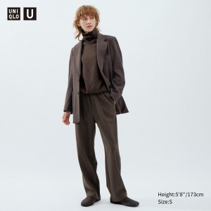 Uniqlo Brushed Jersey Trousers Blast Dam Mörkbruna | RJYSG-8547