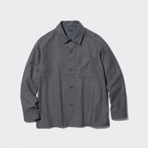 Uniqlo Brushed Twill Overshirt Övertröja Herr Grå | PROIU-9203