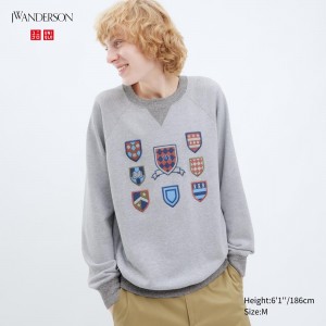 Uniqlo College Sweatshirt Hoodie Herr Grå | LUASK-1706