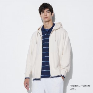 Uniqlo Colour Block Zipped Hoodie Hoodie Herr Vita | REJGO-2140
