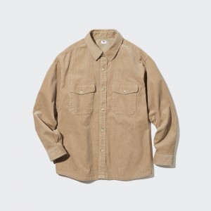 Uniqlo Corduroy Oversized Work Shirt Övertröja Herr Beige | GIPHA-5691