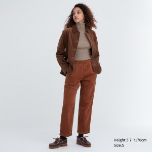 Uniqlo Corduroy Relaxed Fit Ankle Length Trousers Blast Dam Bruna | XNMPU-6089