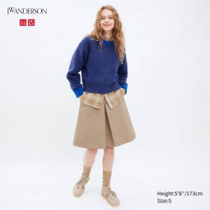 Uniqlo Cotton Midi Skirt Kjolar Dam Beige | JDEYS-5892