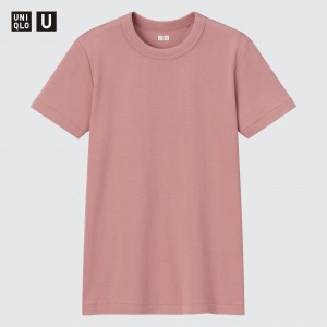 Uniqlo Crew Neck Short Sleeved T-Shirt T-shirt Dam Rosa | CNOXI-9430