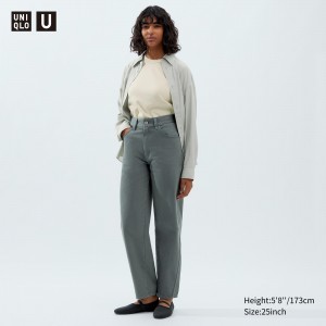 Uniqlo Curved Jeans Jeans Dam Olivgröna | LQRTH-0295