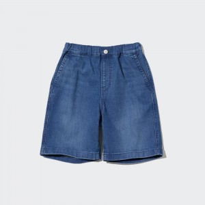 Uniqlo Denim Easy Shorts Shorts Barn Blå | HTUVN-6437
