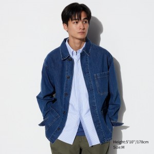 Uniqlo Denim Utility Jacket Jackor Herr Blå | BPJVG-5168