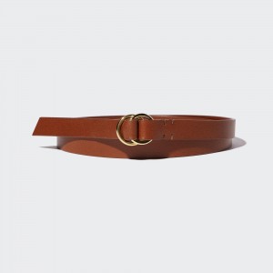 Uniqlo Double Ring Narrow Leather Belt Väskor Dam Bruna | JZTOF-2867