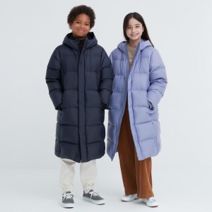 Uniqlo Down Coat Water Repellent Jackor Barn Marinblå | YMUDA-5218