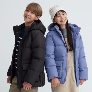 Uniqlo Down Parka Water Repellent Jackor Barn Svarta | QGJOV-2154