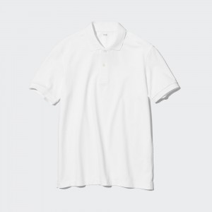 Uniqlo Dry Pique Polo Shirt Polotröja Herr Vita | SHWMD-8125