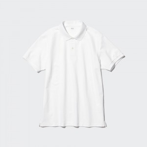Uniqlo Dry Pique Polo Shirt Polotröja Herr Vita | XQLAF-4580