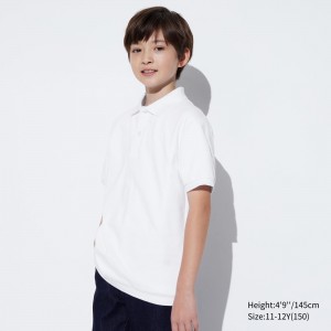 Uniqlo Dry Pique Polo Shirt T-shirt Barn Vita | KODXR-6730