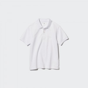 Uniqlo Dry Pique Short Sleeved Polo Shirt T-shirt Barn Vita | TRUVB-9786