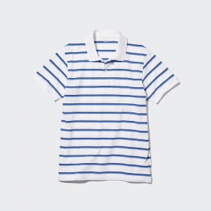 Uniqlo Dry Pique Striped Polo Shirt Polotröja Herr Vita | GXIAE-8195