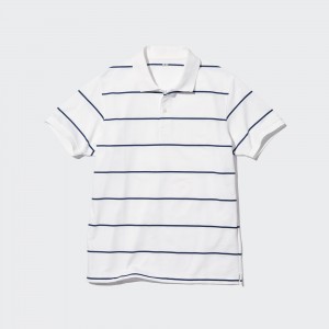 Uniqlo Dry Pique Striped Polo Shirt Polotröja Herr Vita | KYLEI-2069