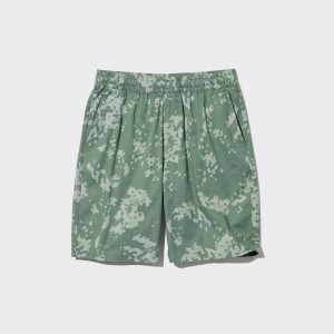Uniqlo Dry Stretch Leaf Print Easy Shorts Långbyxor Herr Gröna | TGKRP-0257