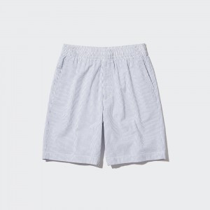 Uniqlo Dry Stretch Seersucker Easy Shorts Långbyxor Herr Blå | VLSIZ-3041