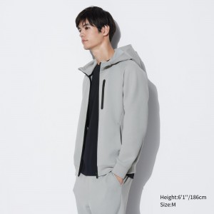 Uniqlo Dry Stretch Zipped Hoodie Hoodie Herr Ljusgrå | EJBZU-1720