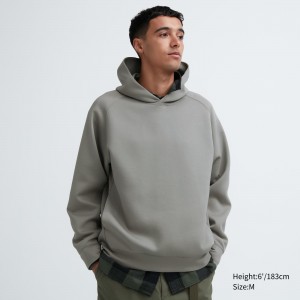 Uniqlo Dry Sweat Stretch Pullover Hoodie Hoodie Herr Grå | LCVTP-9523