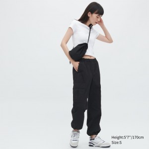 Uniqlo Easy Wide Fit Cargo Trousers Blast Dam Svarta | NSKFB-3248