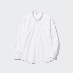 Uniqlo Extra Fine Cotton Broadcloth Long Sleeve Shirt Skjorta Herr Vita | IOEXQ-7064