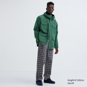 Uniqlo Flannel Easy Patterned Ankle Length Trousers Långbyxor Herr Grå | CALZH-2847