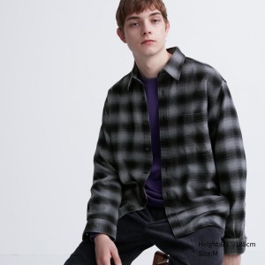 Uniqlo Flannel Regular Fit Checked Shirt Regular Collar Skjorta Herr Grå | LPCAZ-3284