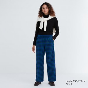 Uniqlo Flannel Trousers Blast Dam Blå | RANDM-5632