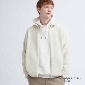 Uniqlo Fleece Heather Zipped Jacket Jackor Herr Vita | KNUXQ-3167